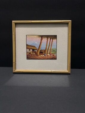 Mid Century Miniature Oswaldo Moncayo Framed Oil Painting - Ecuadorian Art